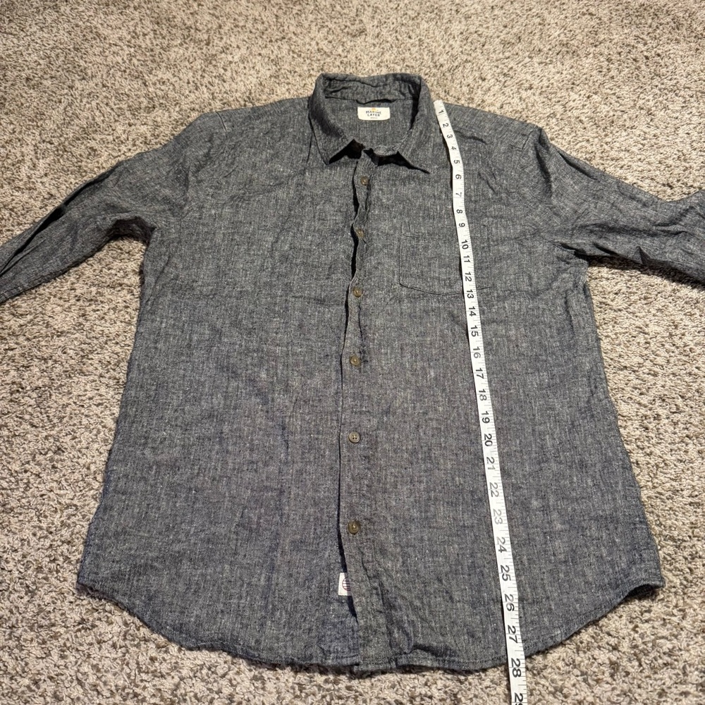 Marine Layer Hemp Blend Lightweight Button-Up Shirt Grey - M - Picture 4 of 6